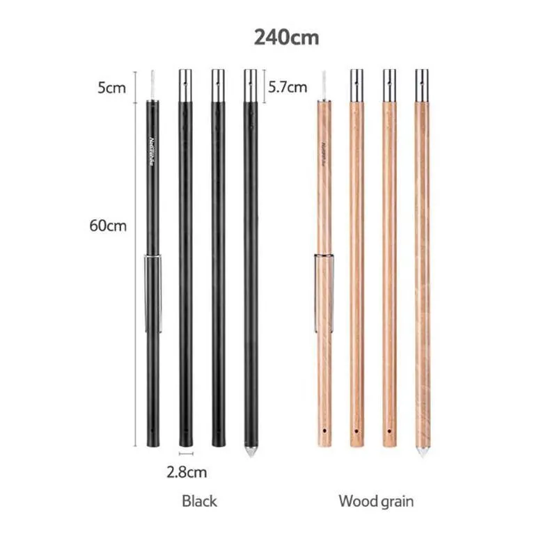 240cm/280cm Aluminum Alloy & Wood Pattern Tent Pole