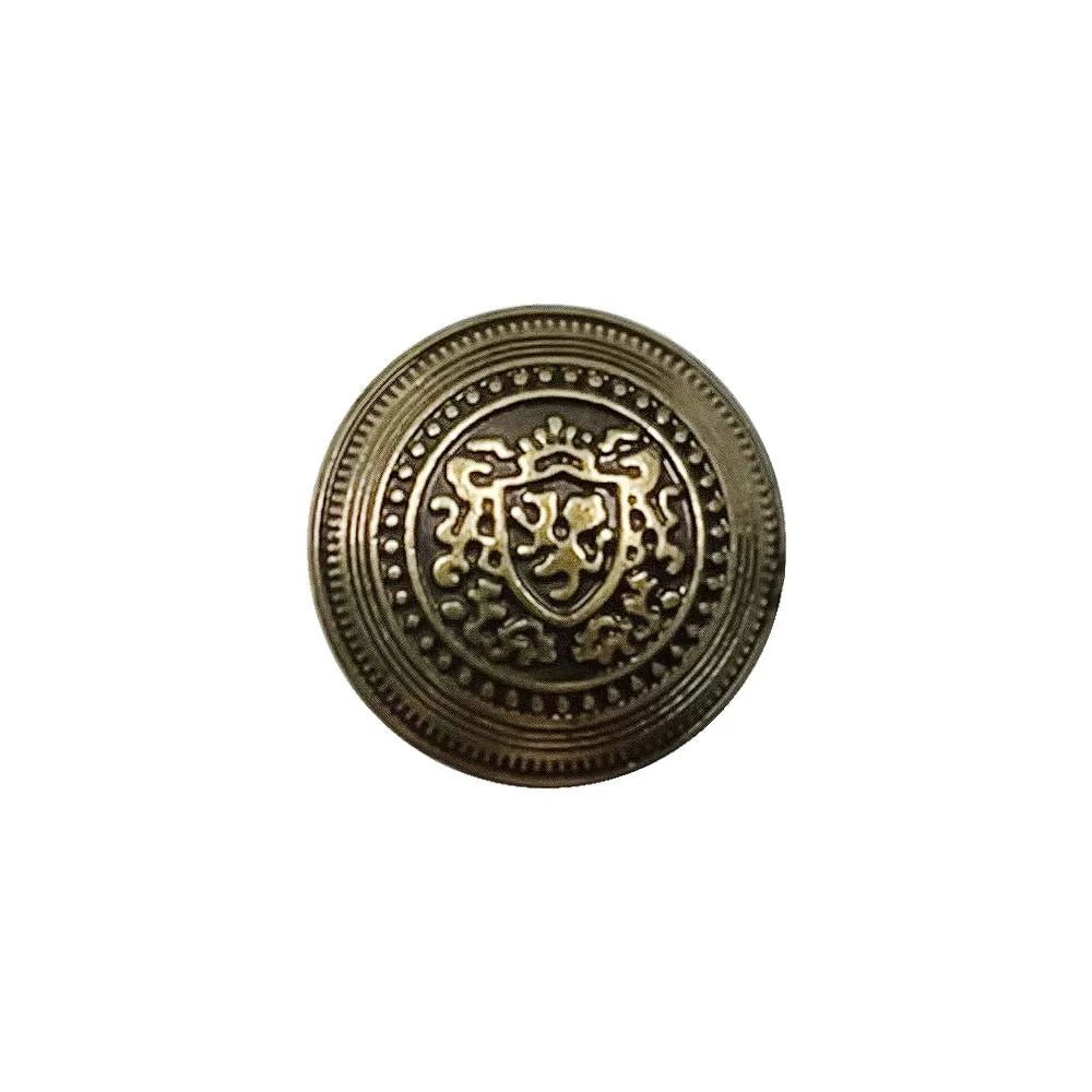 Antique Finish Round Shape Crest Design Dome Shank Metal Buttons