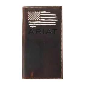 Ariat Distressed American Flag Brown Rodeo Wallet A3553734