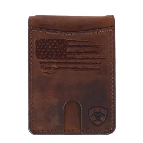 Ariat Men's American Flag Embossed Leather Money Clip