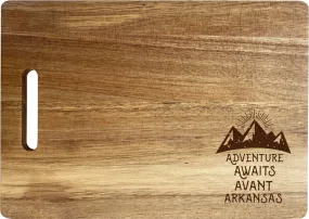 Avant Arkansas Camping Souvenir Engraved Wooden Cutting Board 14 x 10 Acacia Wood Adventure Awaits Design