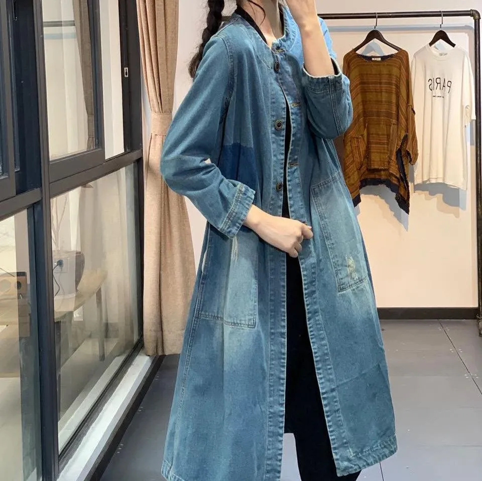 Babakud Women Autumn Loose Casual Denim Coat