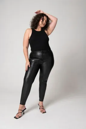 Curve Leather Look Trousers - Black