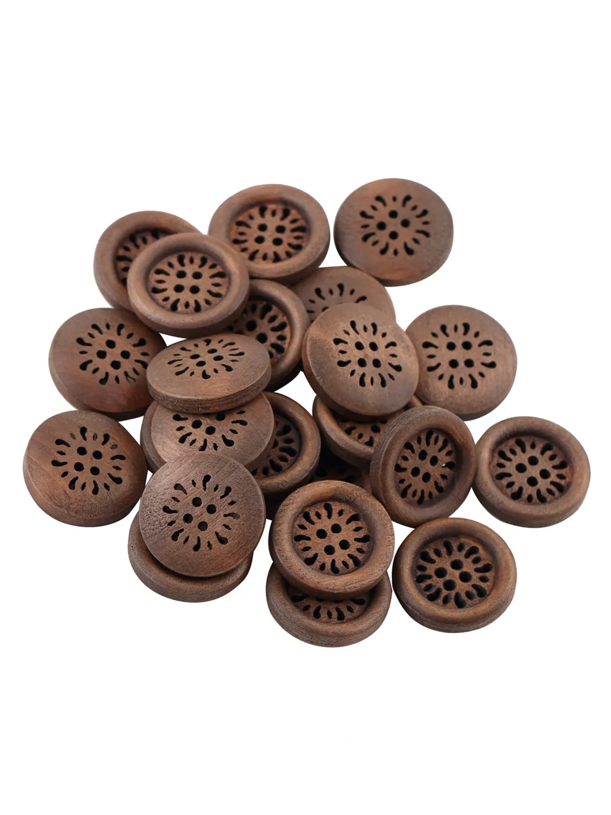 Cutwork Design Round Shape Wooden Brown Coat Buttons