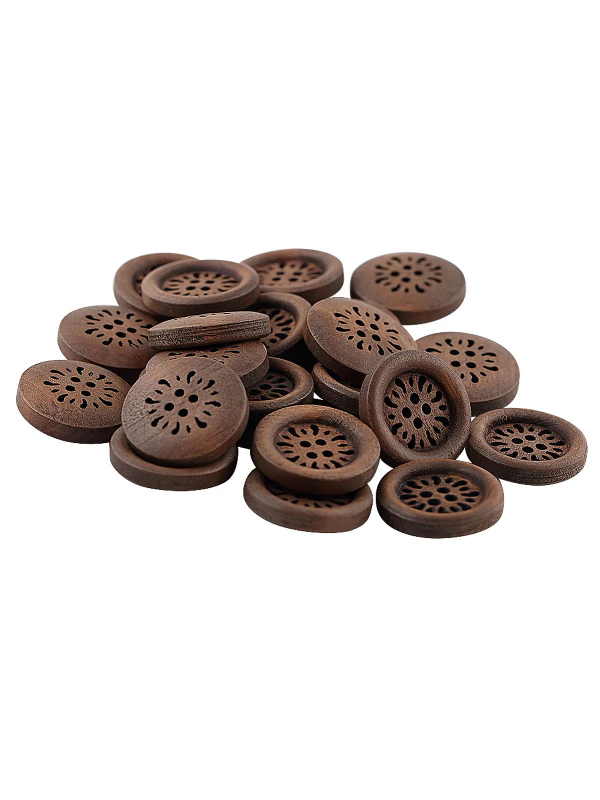 Cutwork Design Round Shape Wooden Brown Coat Buttons