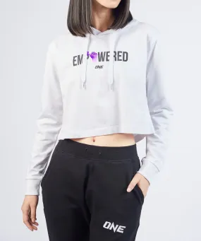 Empowered Crop Hoodie (White)