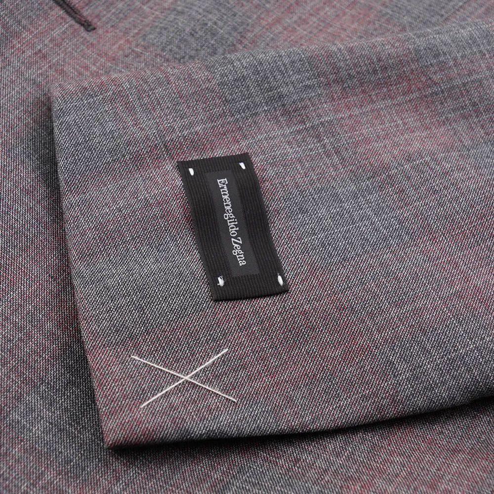 Ermenegildo Zegna Gray-Pink Check Wool Sport Coat