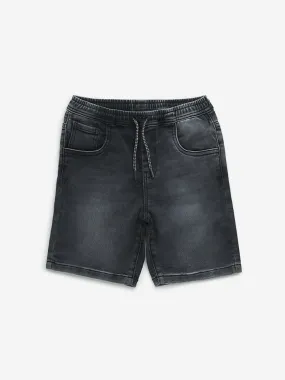 HOP Kids Charcoal Washed Mid-Rise Denim Shorts