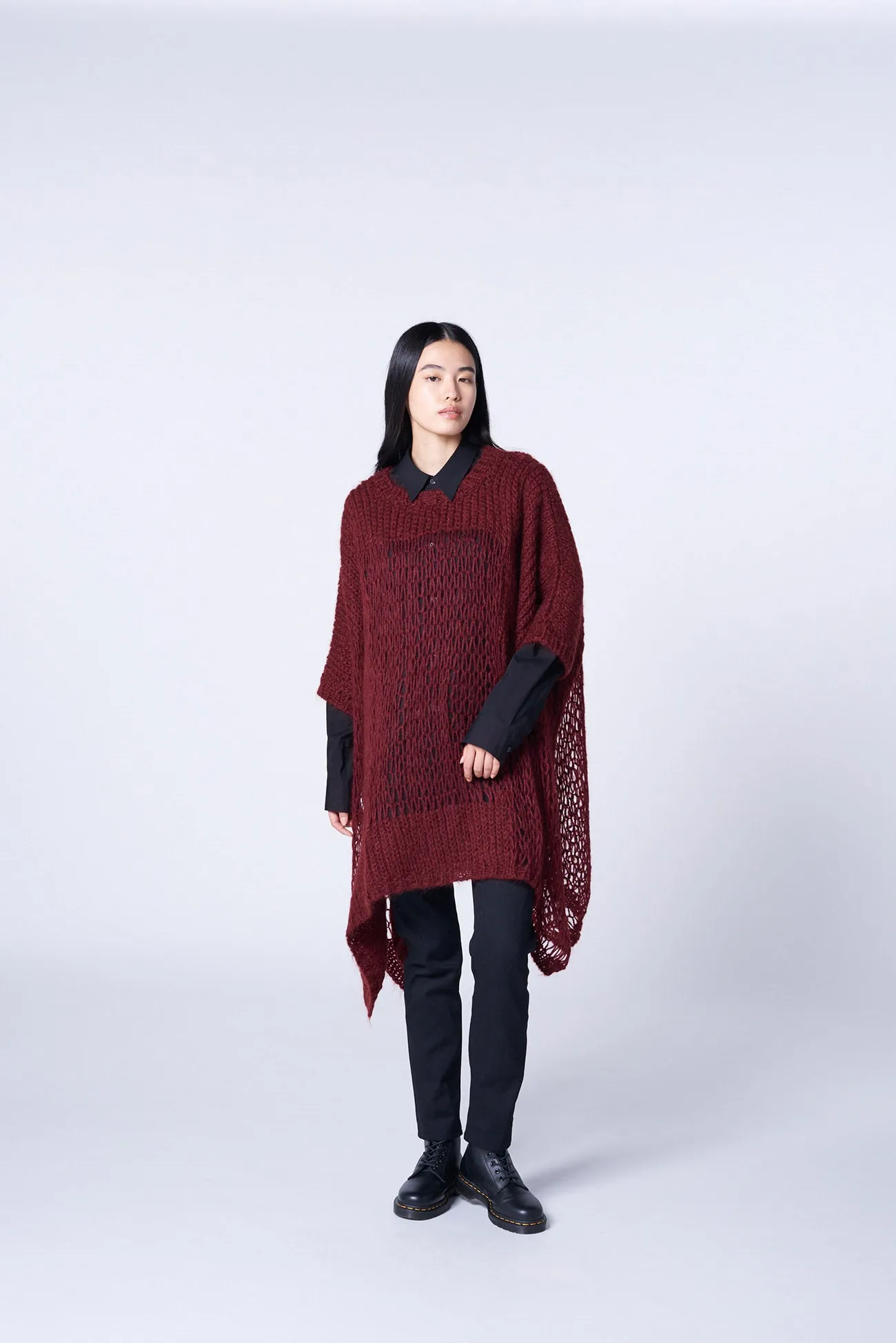 MOHAIR MIX BIG SIZE DRAPE KNIT