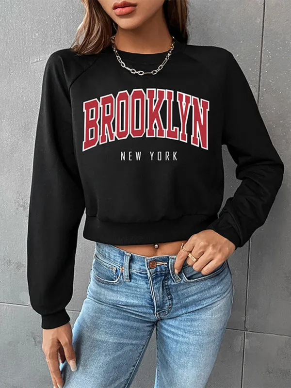 Women's Graphic Print Crop Sweatshirt